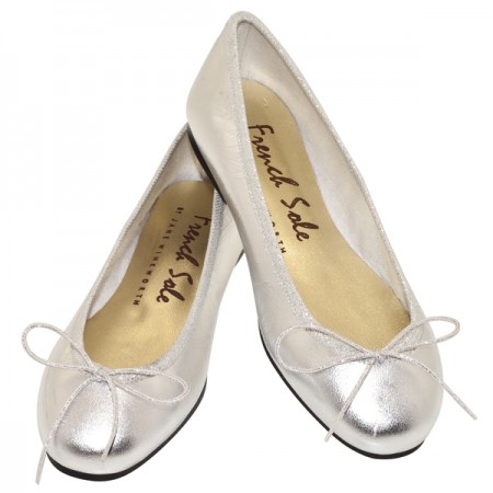 ladies silver ballet flats