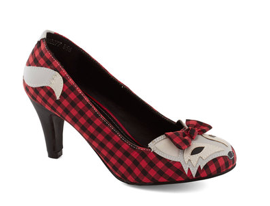 Smooth Statement Heel Plaid Fox Pumps