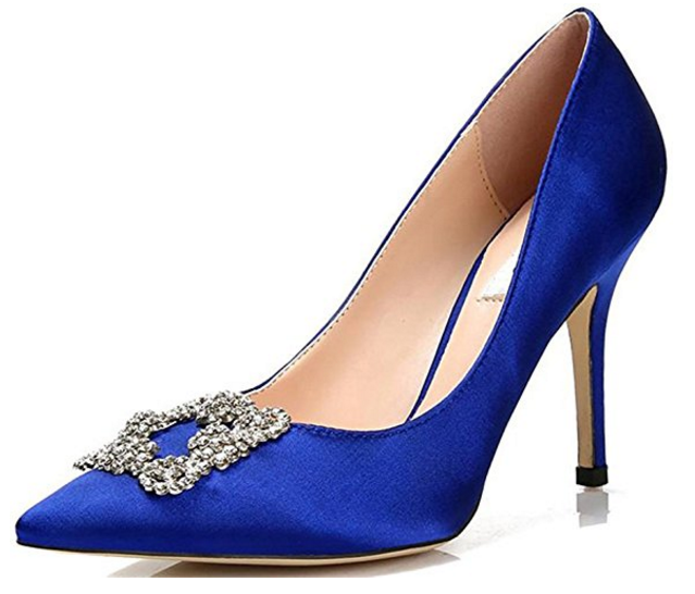 Replica Manolo Blahnik Blue Satin Pumps