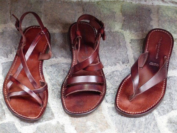 brown leather flat sandals