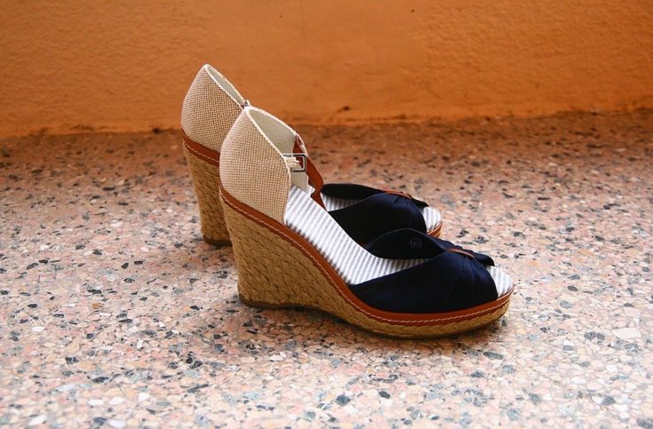 red white and blue wedge espadrille peeptoe sandals