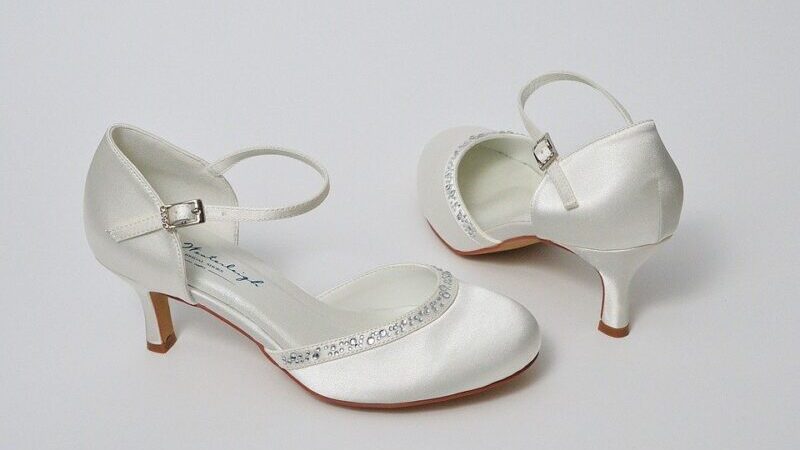 comfortable white satin mary jane pumps with rhinestones for a wedding