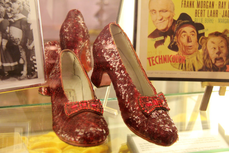 Ruby Slippers from "The Wizard of Oz" at the Celebration of Entertainment Awards Exhibit Opening, The Hollywood Museum, Hollywood, CA 02-19-14