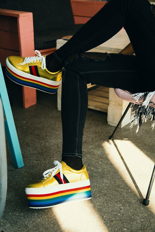 rainbow platform sneakers